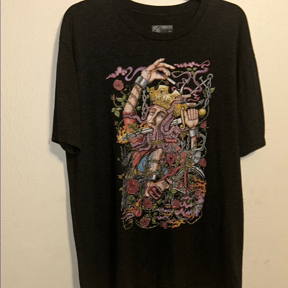 Black Short Sleeve Tee with Vibrant Graphic Design